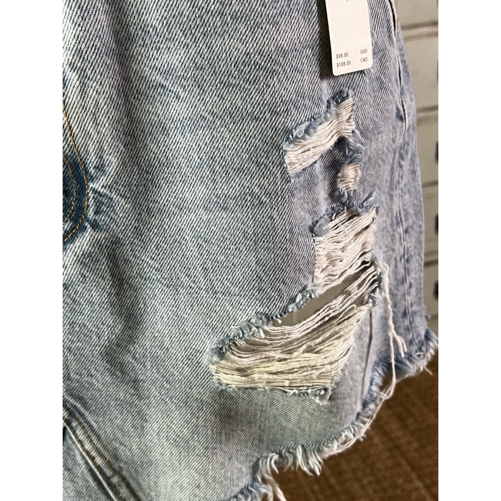 Anthropologie Pilcro Destroyed Denim Mini Skirt Size 0 - Picture 9 of 13